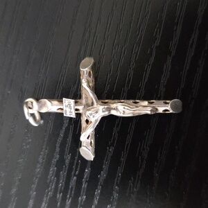 Vintage Estate Silver Tone Crucifix Cross Pendant Jesus Christ Religious